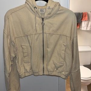 UO BDG corduroy cropped eggshell hooded jacket